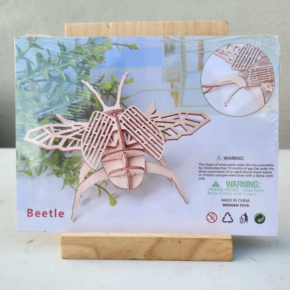 NEW 3D Wooden Beetle Puzzle Insect Animal Model Kit STEM Crafts DIY Brain Teaser